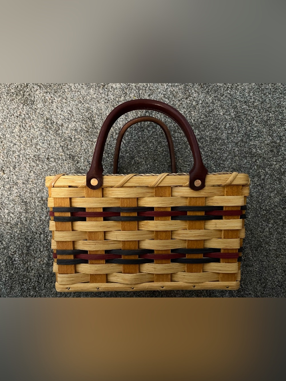 Amish Handwoven Basket Purse with Leather Straps